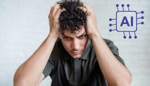 Uomo spaventato dall'IA