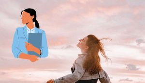 Donna felice per lavoro
