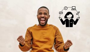 Uomo felice per nuovo lavoro