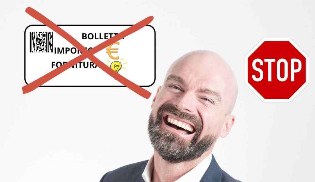 Stop bolletta uomo felice
